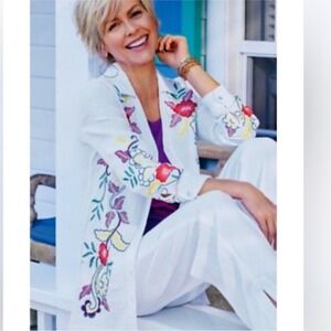 Soft Surroundings NWT‎ Size Medium Escambia embroidered white tunic top